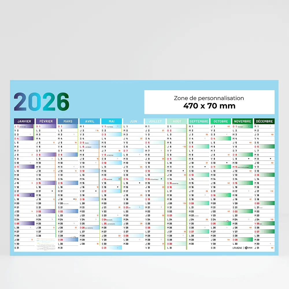 Calendrier poster format 500 x 700 mm REF 94